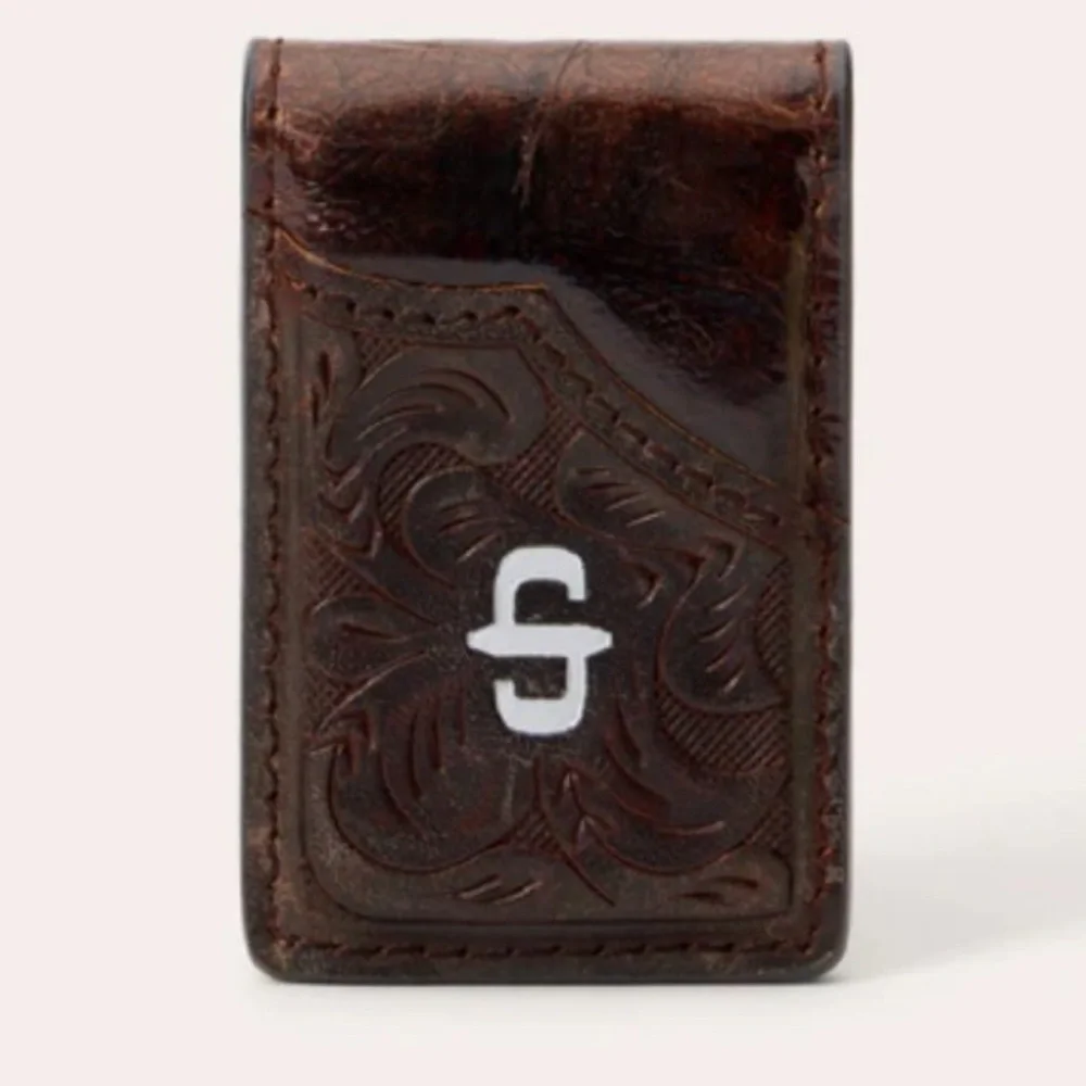 NIBX STETSON TOOLED EMBOSSED CROCO MONEY💰CLIP, OS, BNWTIBX